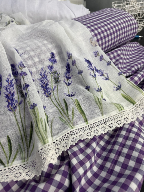 Lawendowa Kratka – lambrekin w stylu country