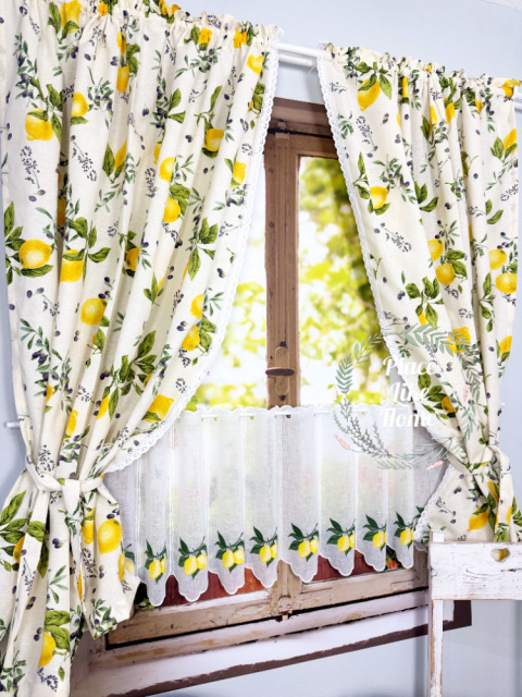 Cytryny z Prowansji – zasłonki z koronką