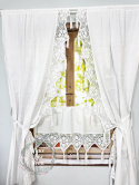 Firanka z bawełnianą koronką – rustykalna elegancja Biel 90x195 cm