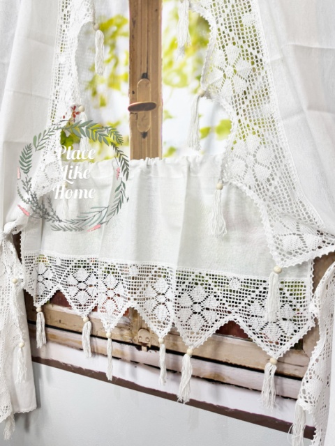 Firanka z bawełnianą koronką – rustykalna elegancja Biel 90x195 cm Firanka z bawełnianą koronką – rustykalna elegancja Biel 90x195 cm