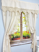 Firanka z bawełnianą koronką – rustykalna elegancja ECRU 90x195 cm