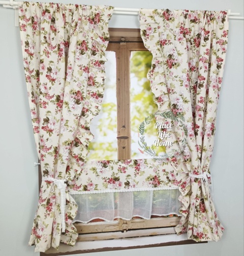 Zasłony „Różany Ogród” z falbanką – komplet 140 x 150 cm